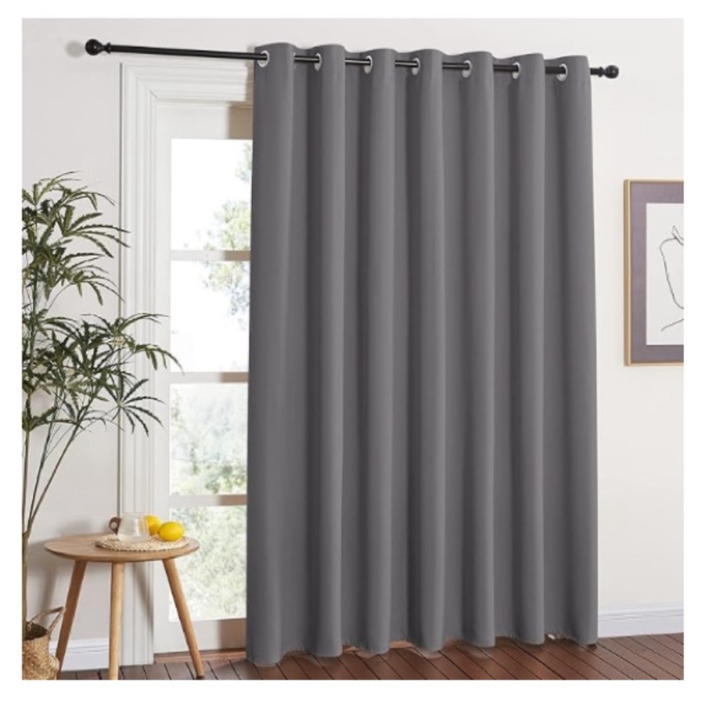 NICETOWN Grey Blackout Patio Sliding Door Curtains 84” x 100” wide